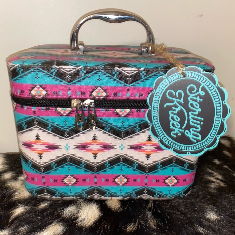 Aztec Cowprint Sterling Kreek Makeup Box